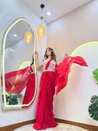 "RED PINK OUTFIT  " DRAPE SAREE