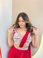 "RED PINK OUTFIT  " DRAPE SAREE