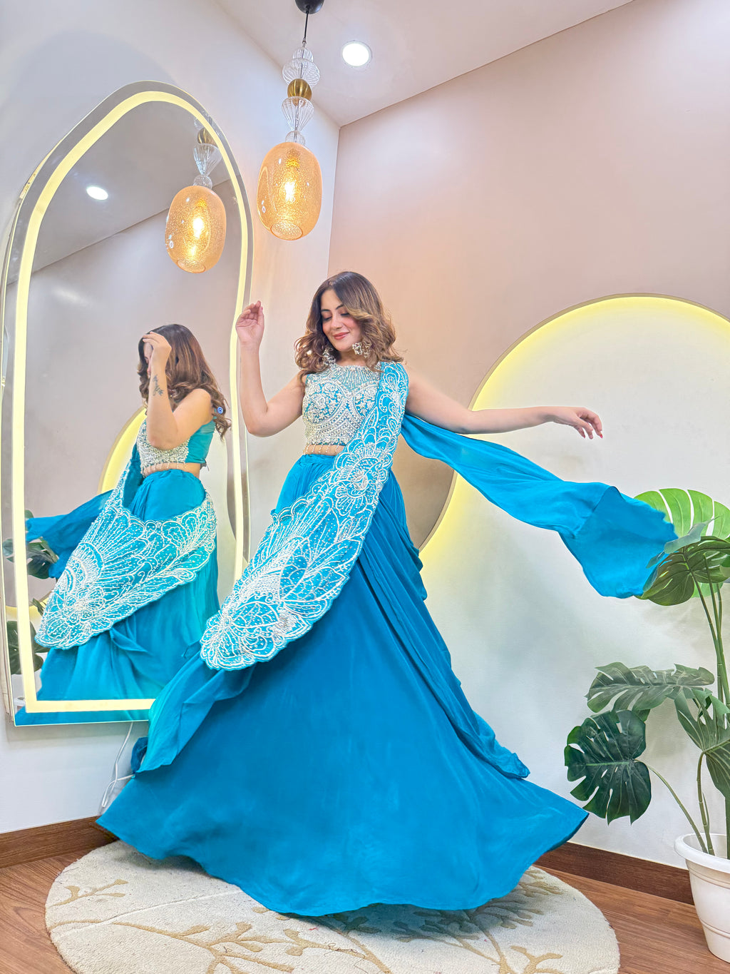 "FLOWER PRINT OUTFIT  " DRAPE SAREE