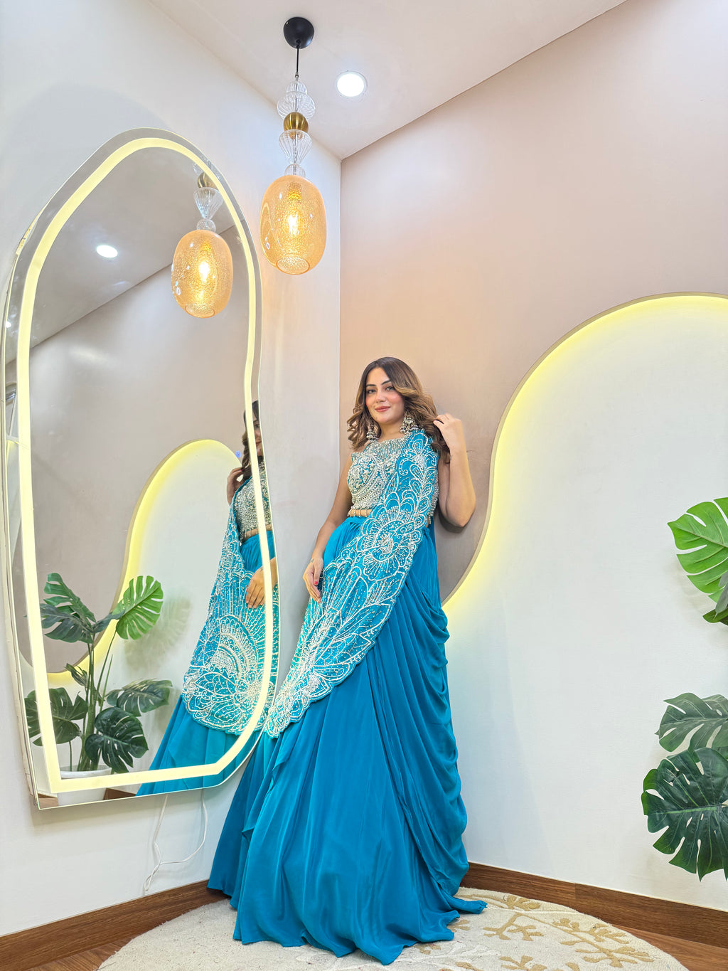 "FLOWER PRINT OUTFIT  " DRAPE SAREE