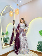 PEACOCK DESIGN EMBROIDERY OUTFIT GOWN