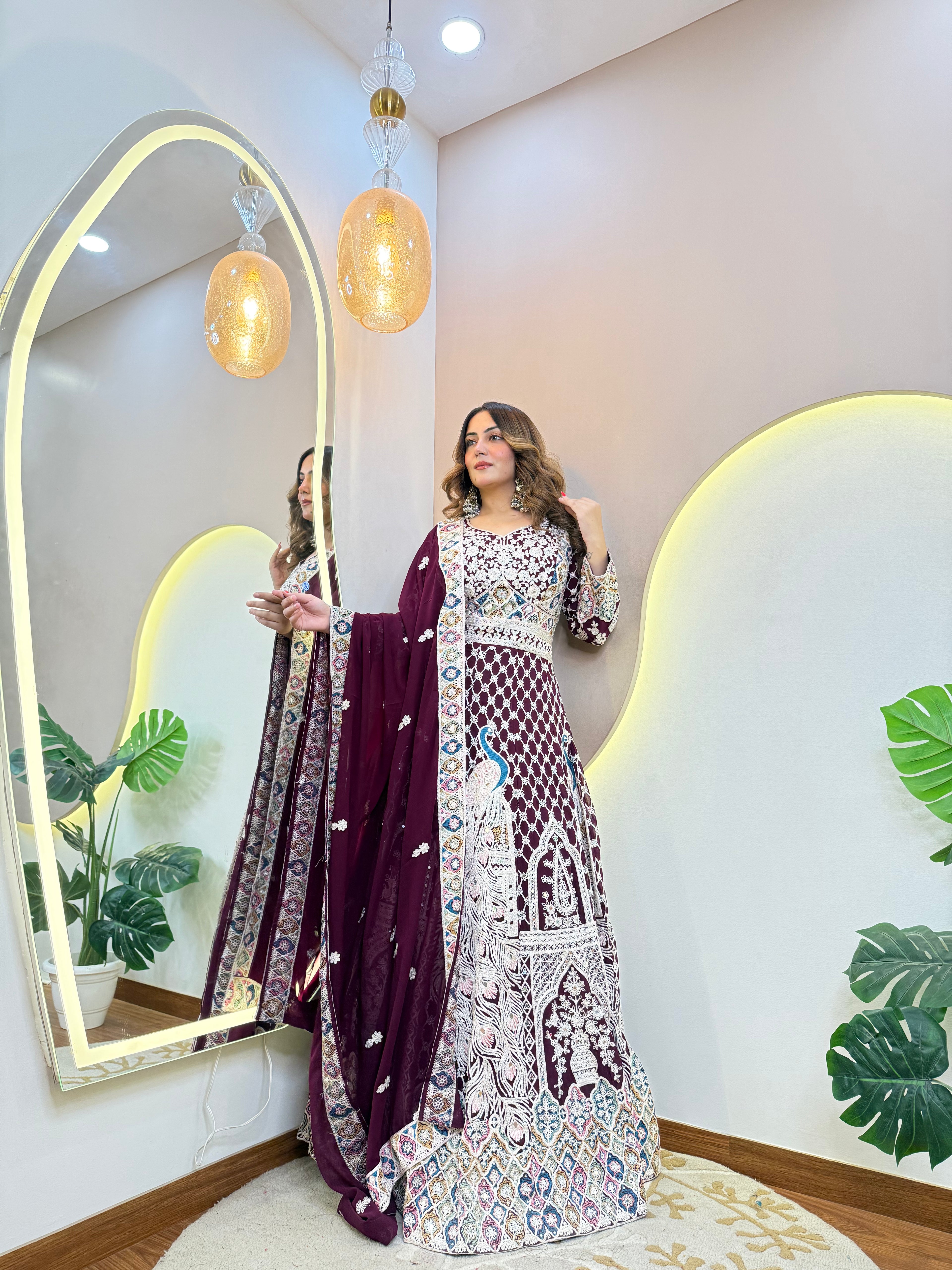 PEACOCK DESIGN EMBROIDERY OUTFIT GOWN