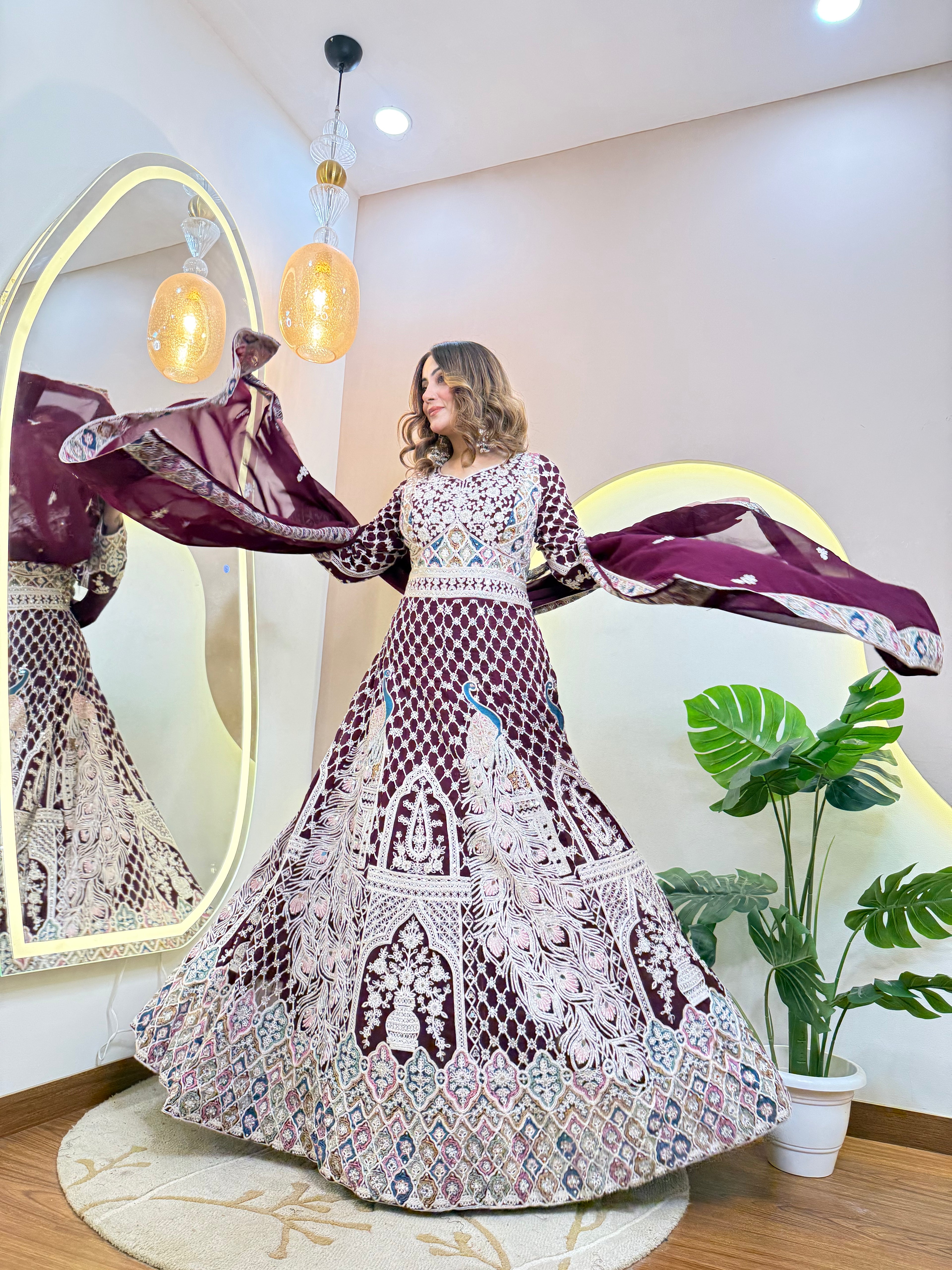 PEACOCK DESIGN EMBROIDERY OUTFIT GOWN