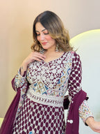 PEACOCK DESIGN EMBROIDERY OUTFIT GOWN