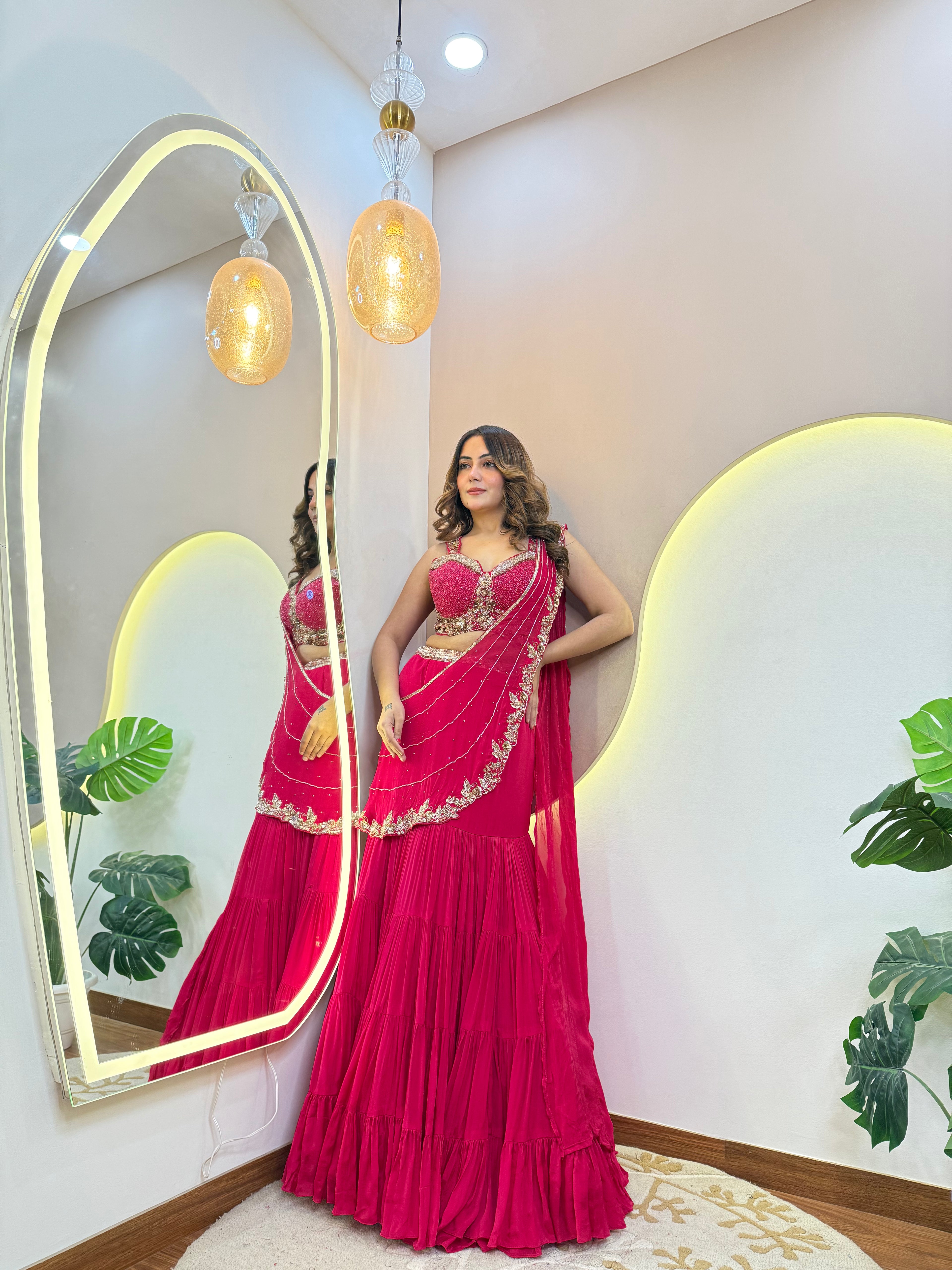 PINK OUTFIT  DRAPE SAREE