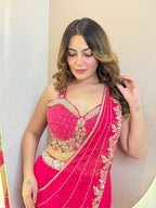 PINK OUTFIT  DRAPE SAREE