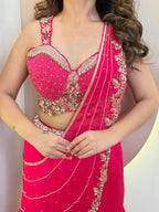PINK OUTFIT  DRAPE SAREE