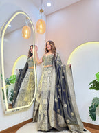 C764 BANARSI SILK OUTFIT CROP TOP SKIRT