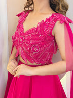 CREPE STYLE  OUTFIT CROP TOP SKIRT