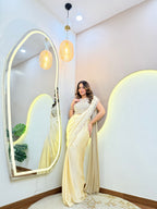 " CREAM OUTFIT" DRAPE SAREE