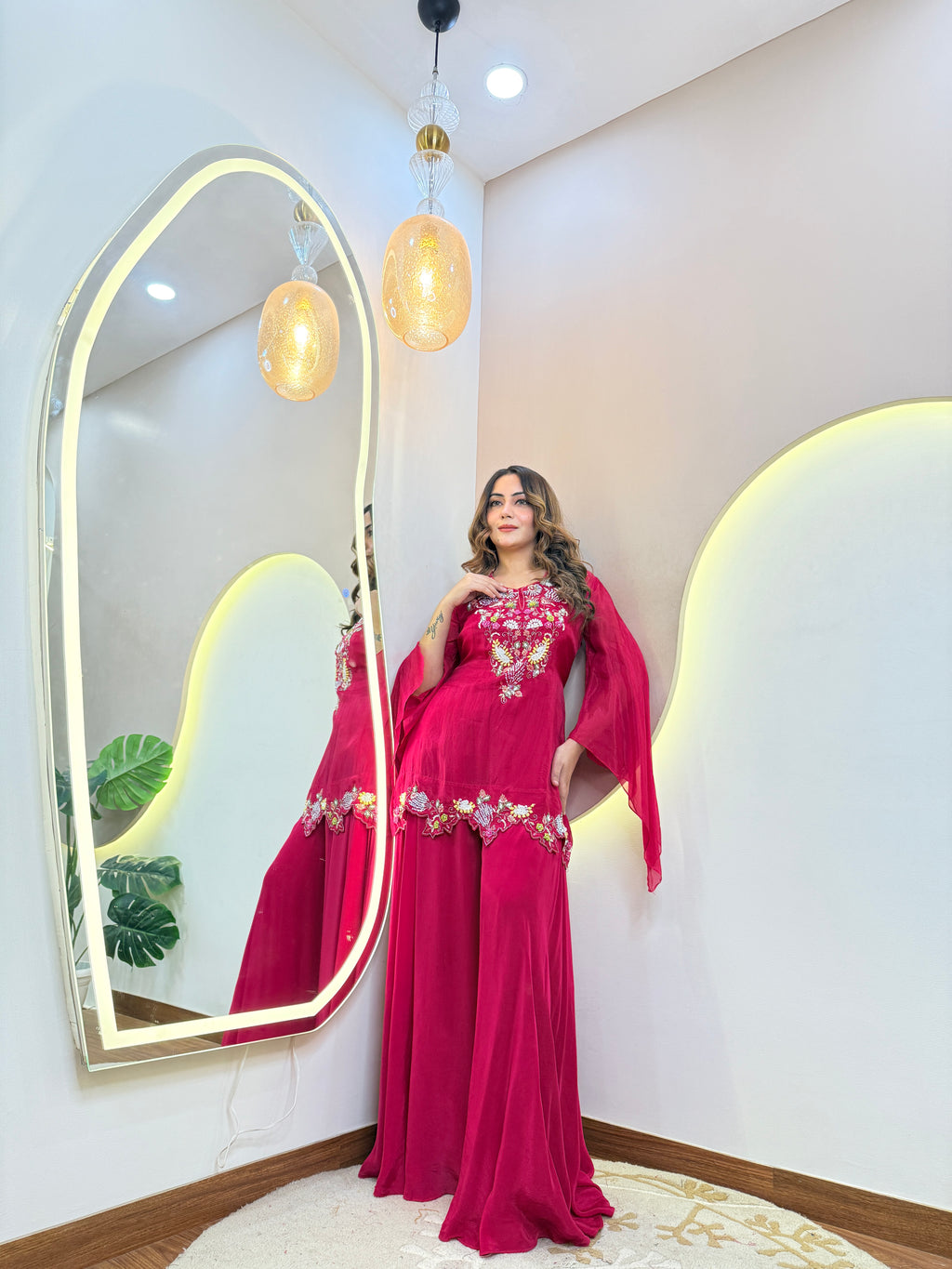 AASMA PINK SHARARA  OUTFIT  CORD SET