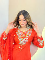 C654 RED OUTFIT SHARARA SUIT