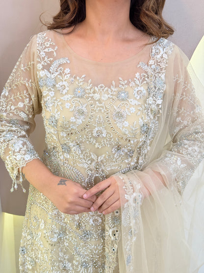 "CREAM " SHARARA OUTFIT SUIT