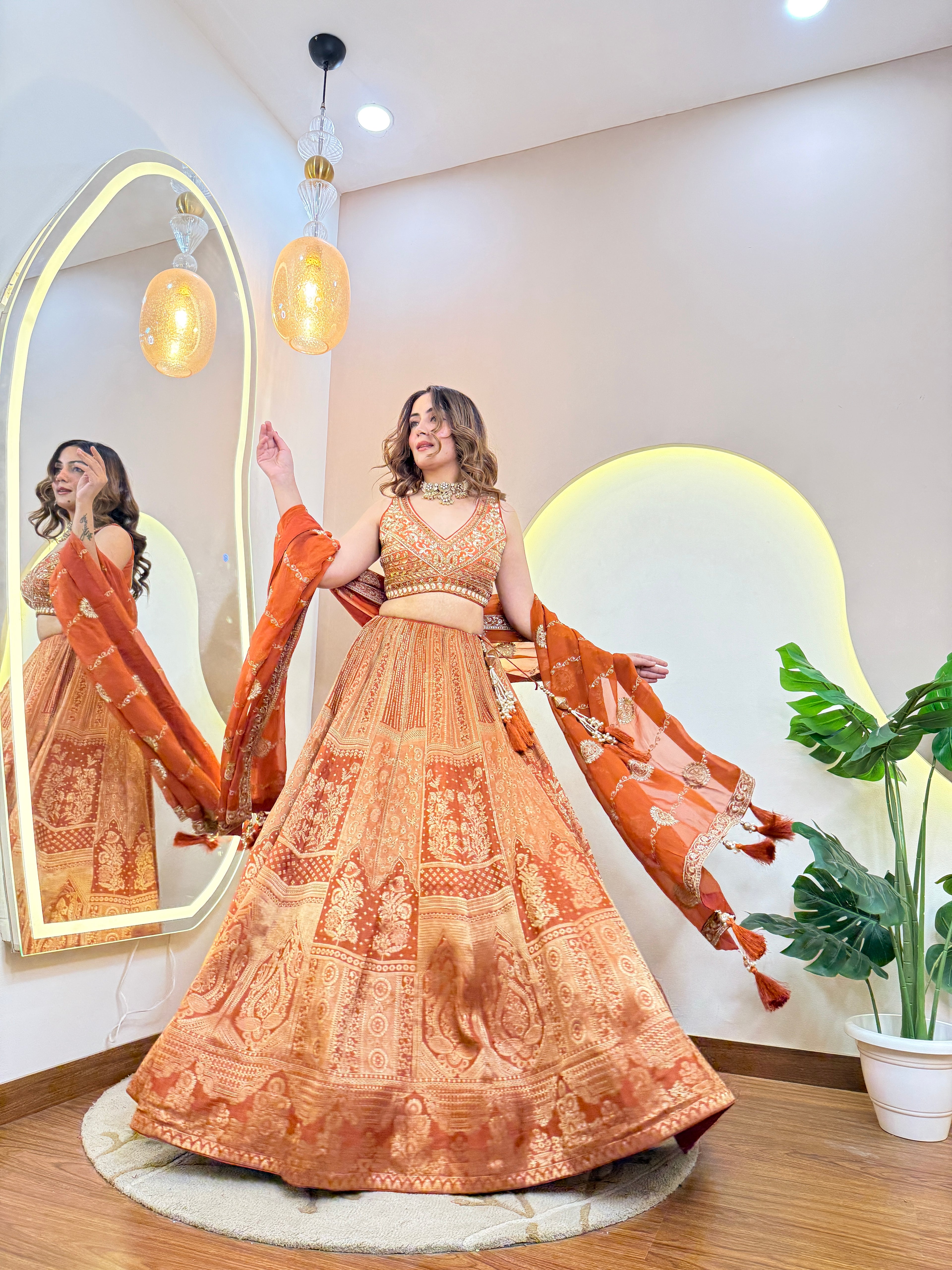 BANARSI SILK OUTFIT CROP TOP SKIRT