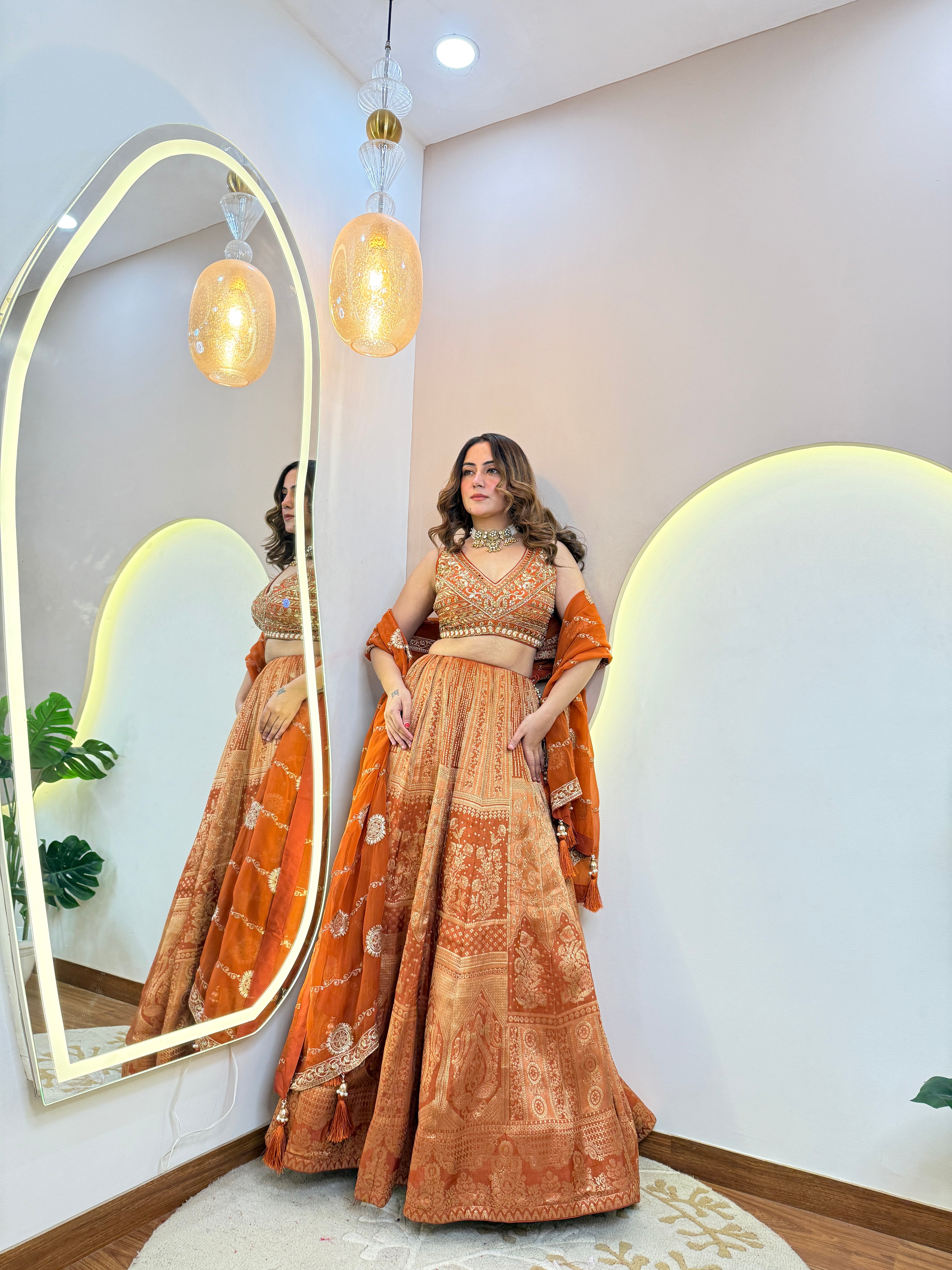 BANARSI SILK OUTFIT CROP TOP SKIRT