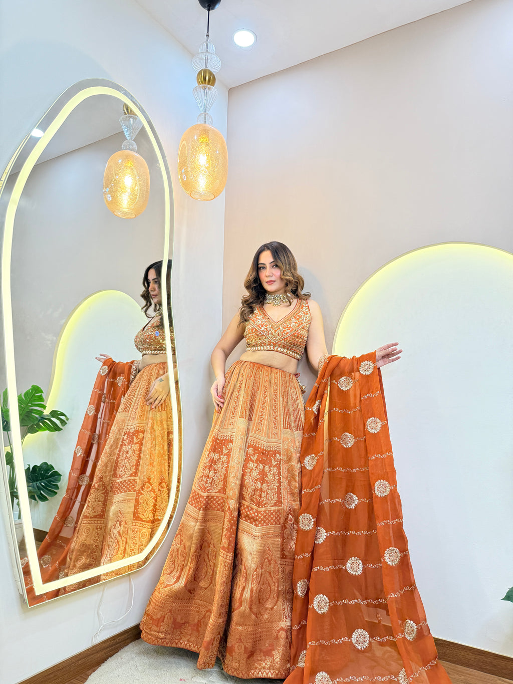 BANARSI SILK OUTFIT CROP TOP SKIRT