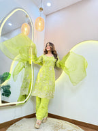 Cd761 PARROT GREEN OUTFIT SHARARA SUIT