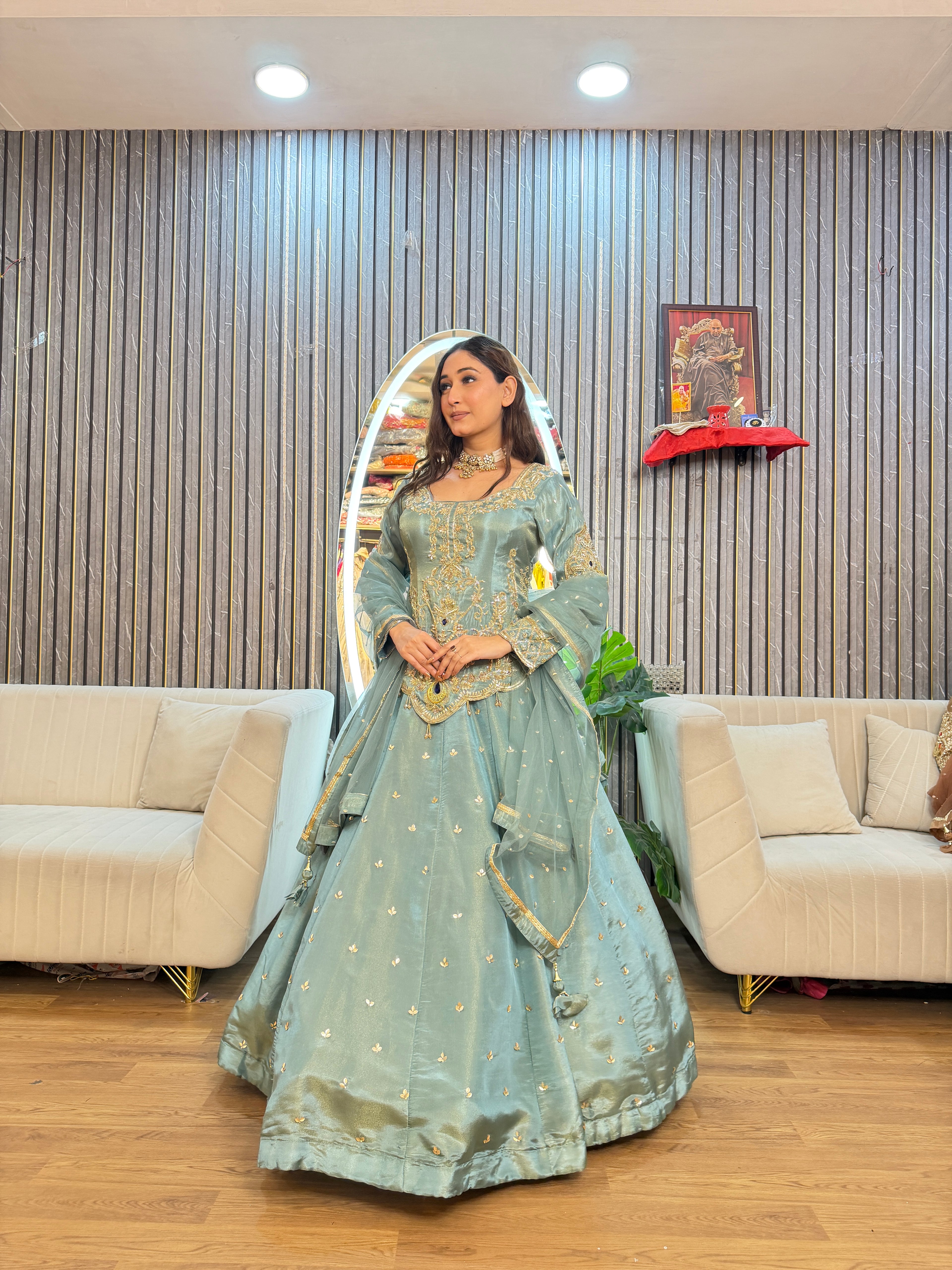 PARTY WEAR SHORT KURTI WITH SKIRT