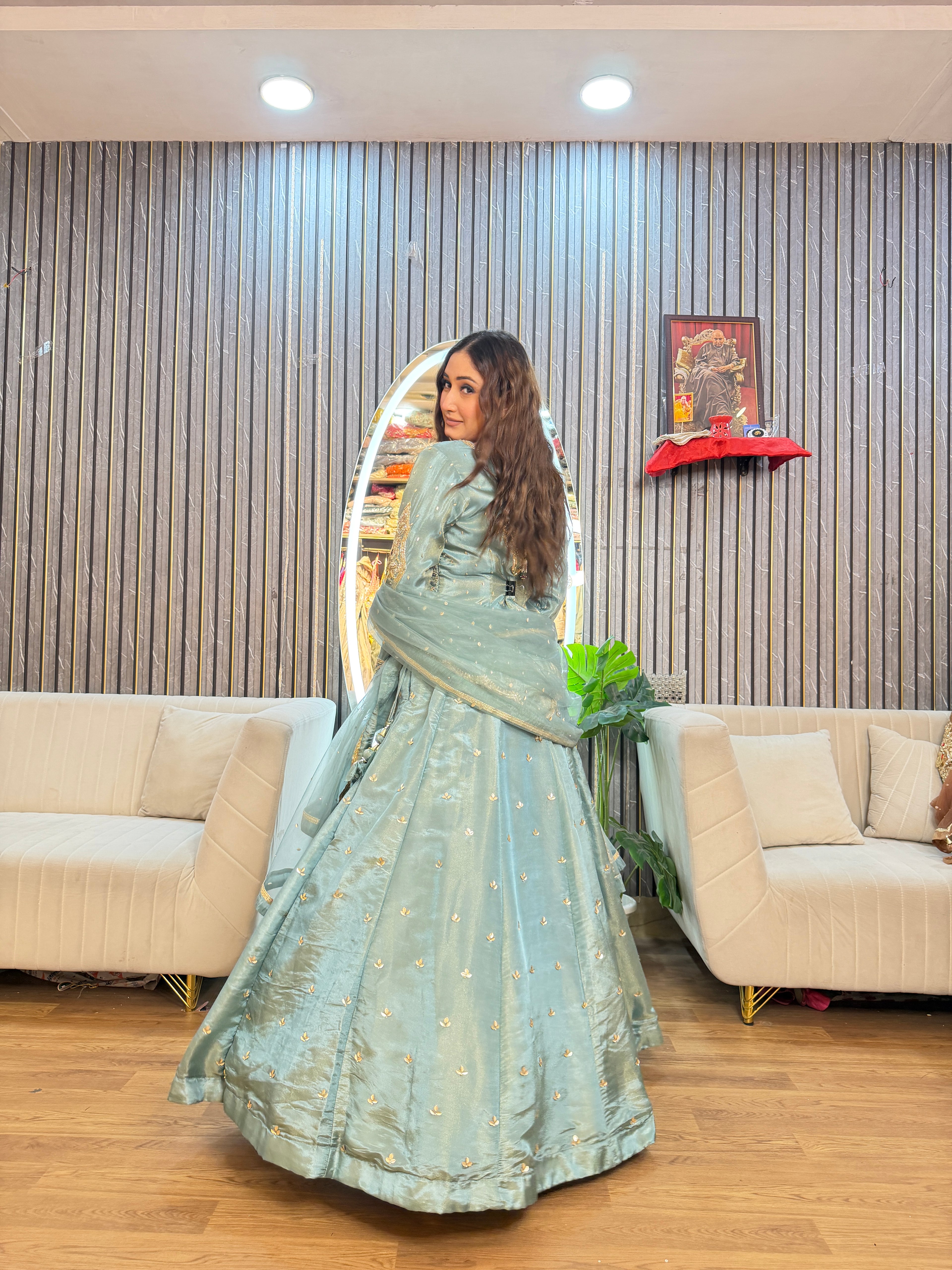 PARTY WEAR SHORT KURTI WITH SKIRT