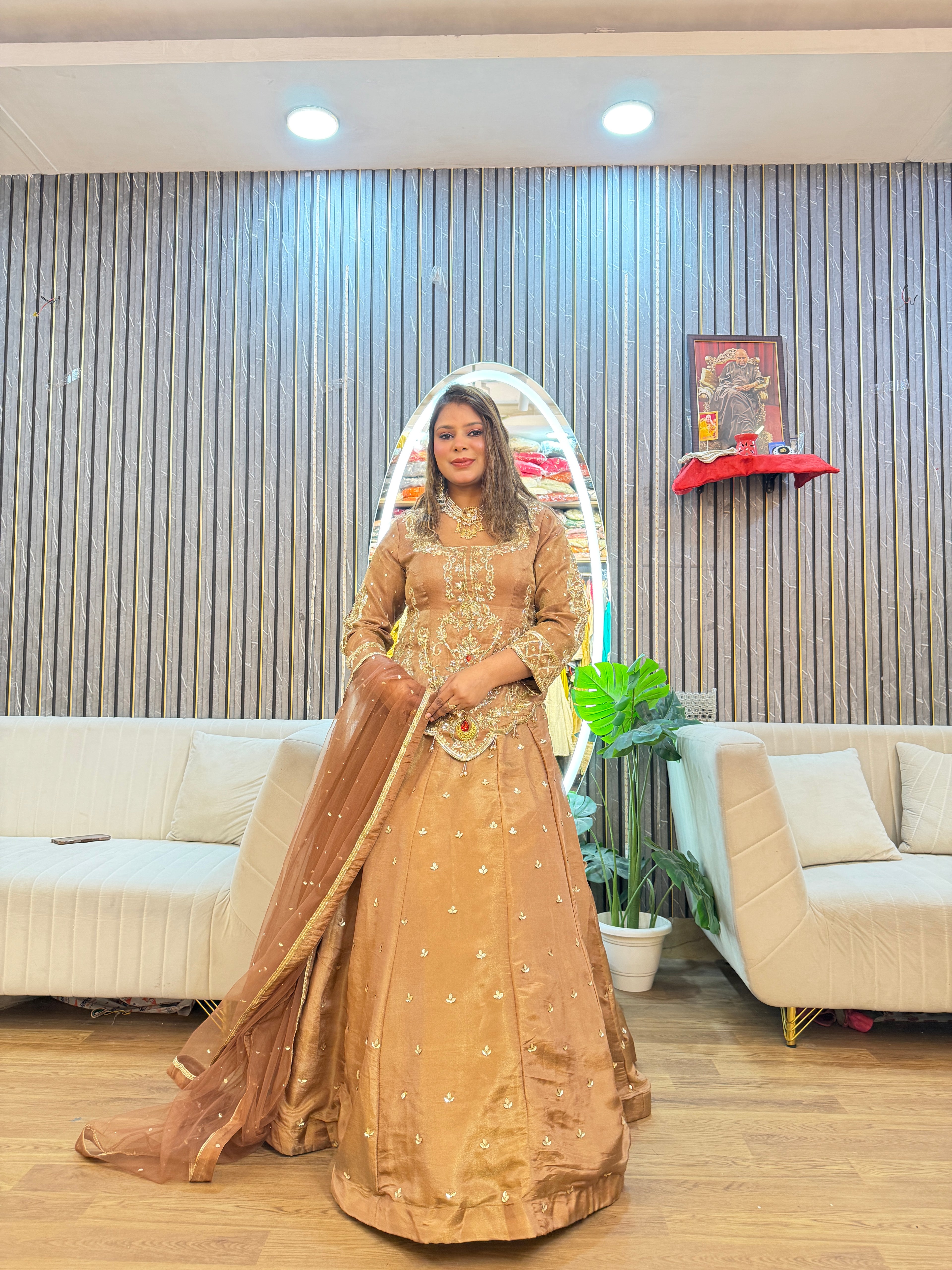 PARTY WEAR SHORT KURTI WITH SKIRT