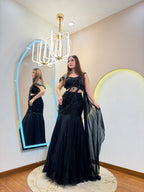 D316  CROP TOP SKIRT  ATTACHED DRAPE