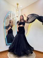 D316  CROP TOP SKIRT  ATTACHED DRAPE