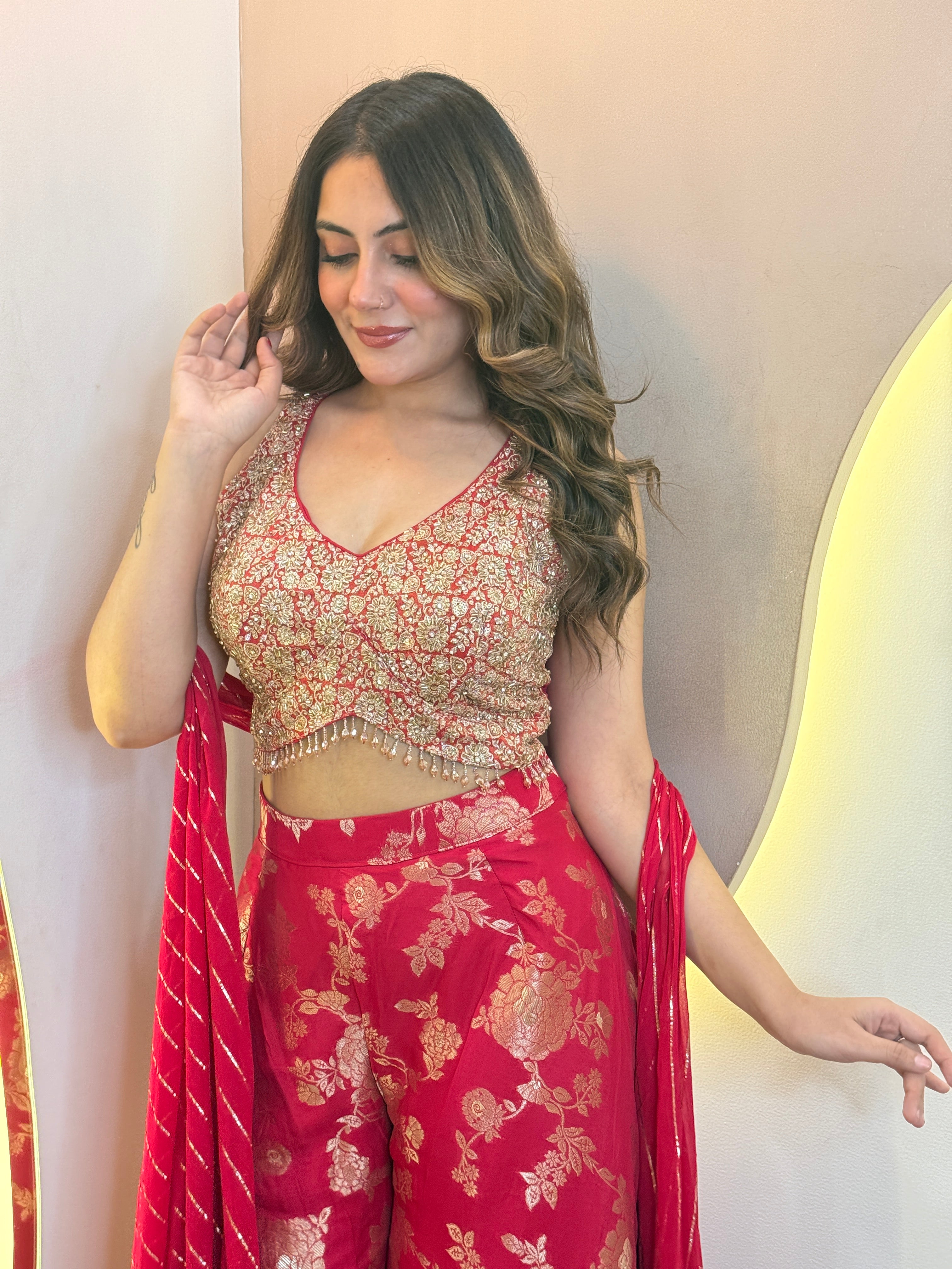 CROP TOP SHARARA SUIT