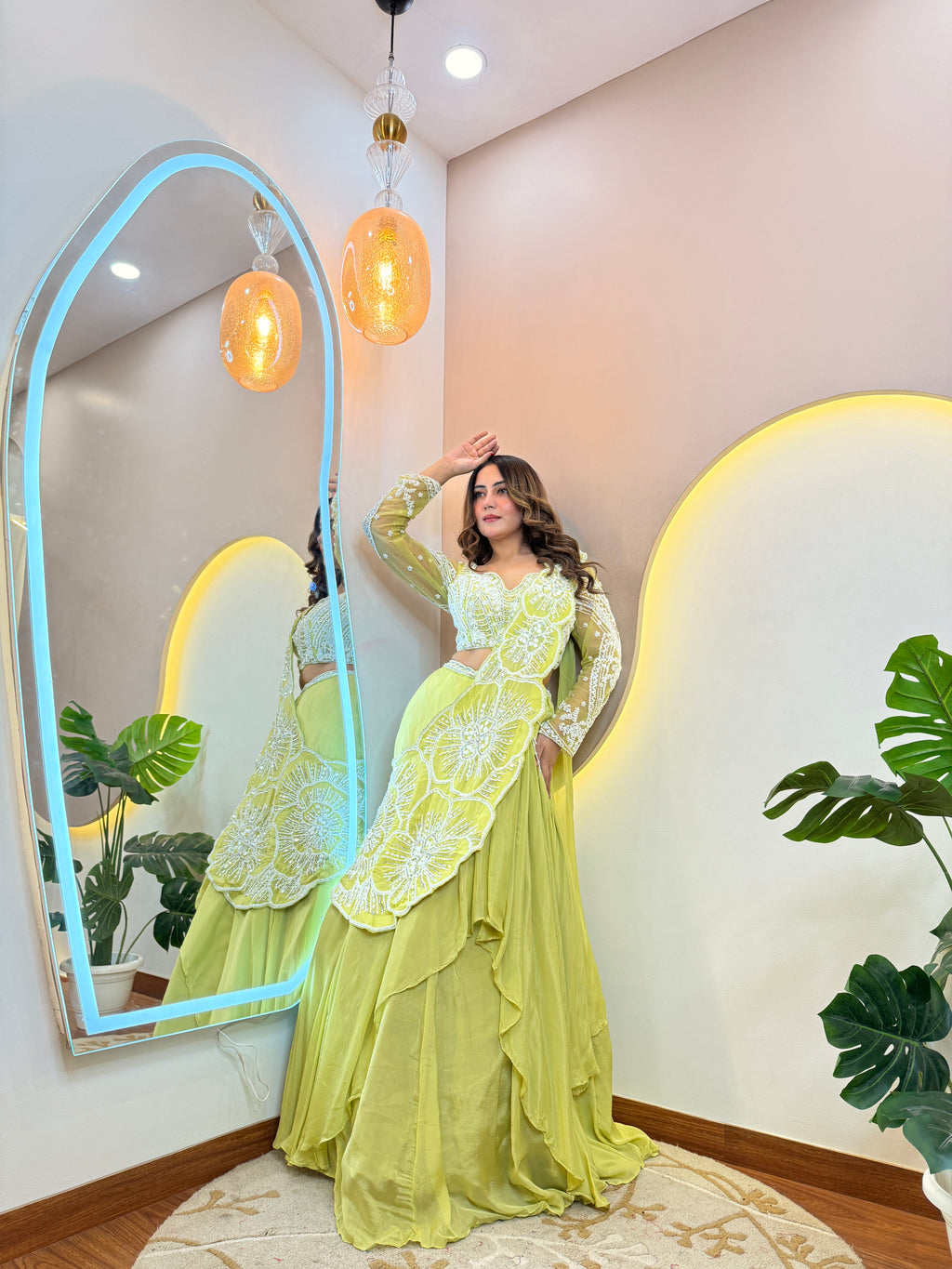 FLOWER PRINT OUTFIT DRAPE SAREE