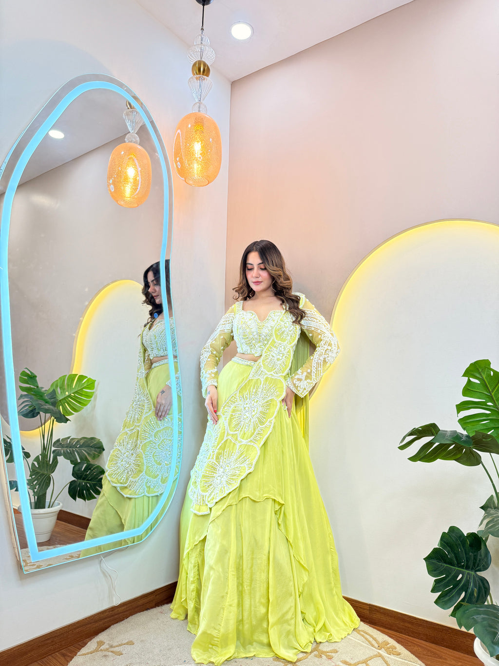 FLOWER PRINT OUTFIT DRAPE SAREE