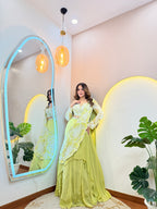 FLOWER PRINT OUTFIT DRAPE SAREE