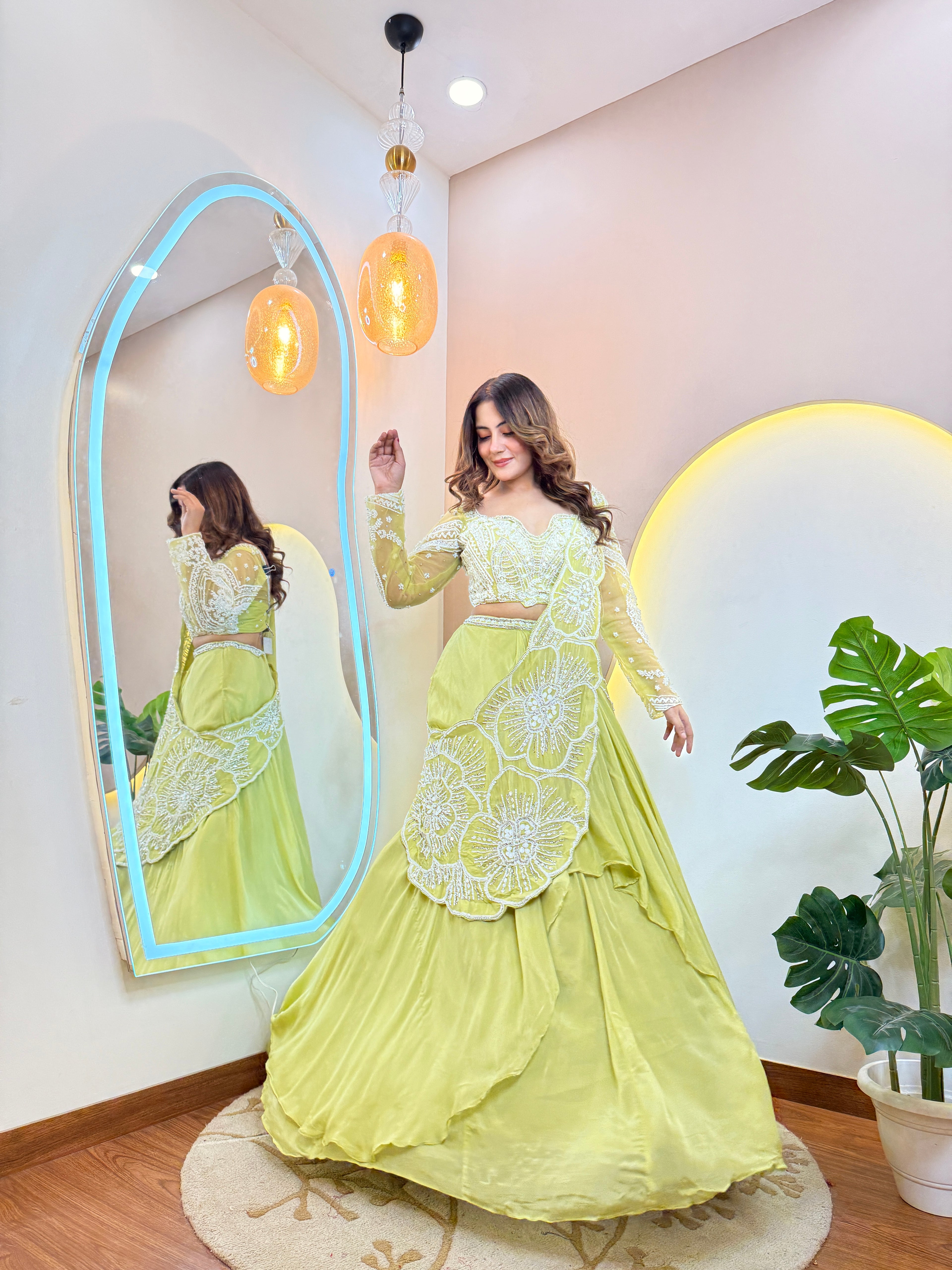 FLOWER PRINT OUTFIT DRAPE SAREE