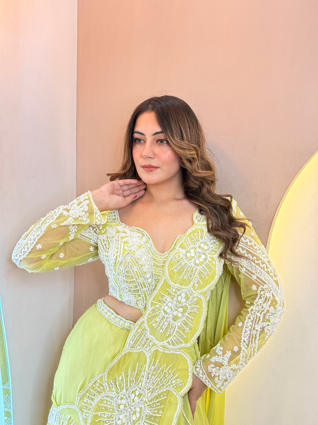 FLOWER PRINT OUTFIT DRAPE SAREE