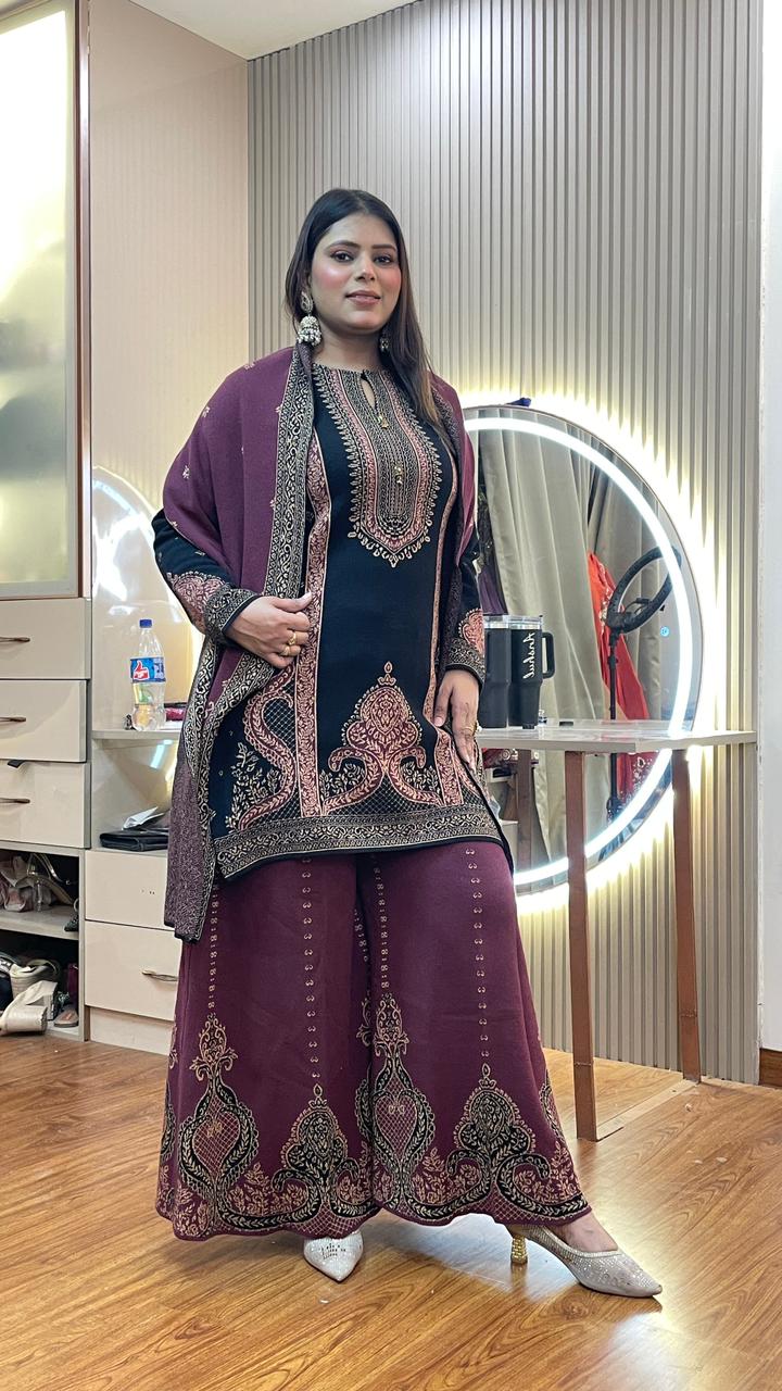 SHARARA  OUTFIT WOOLEN 3pc SET