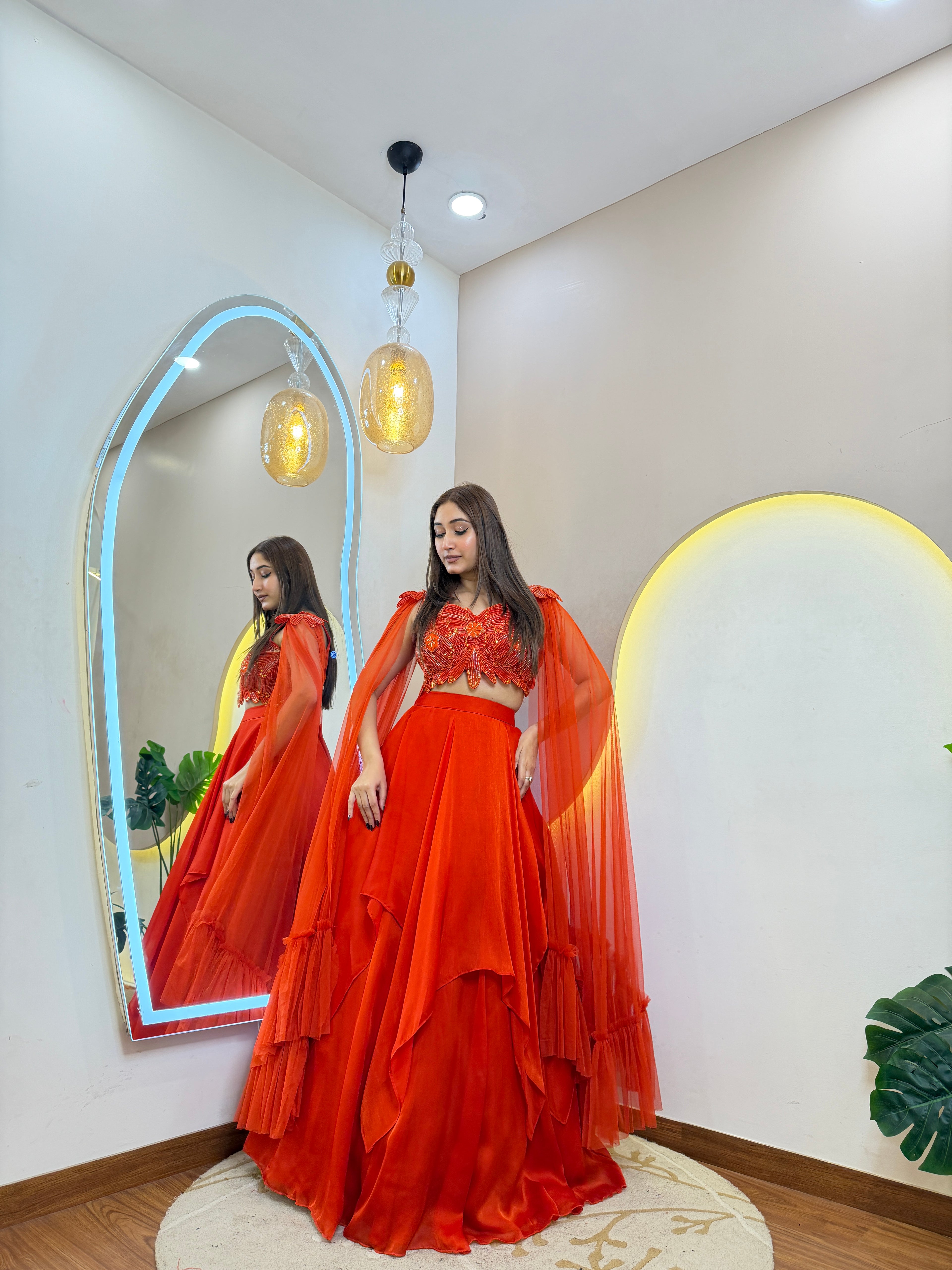 C365 CREPE STYLE  OUTFIT CROP TOP SKIRT