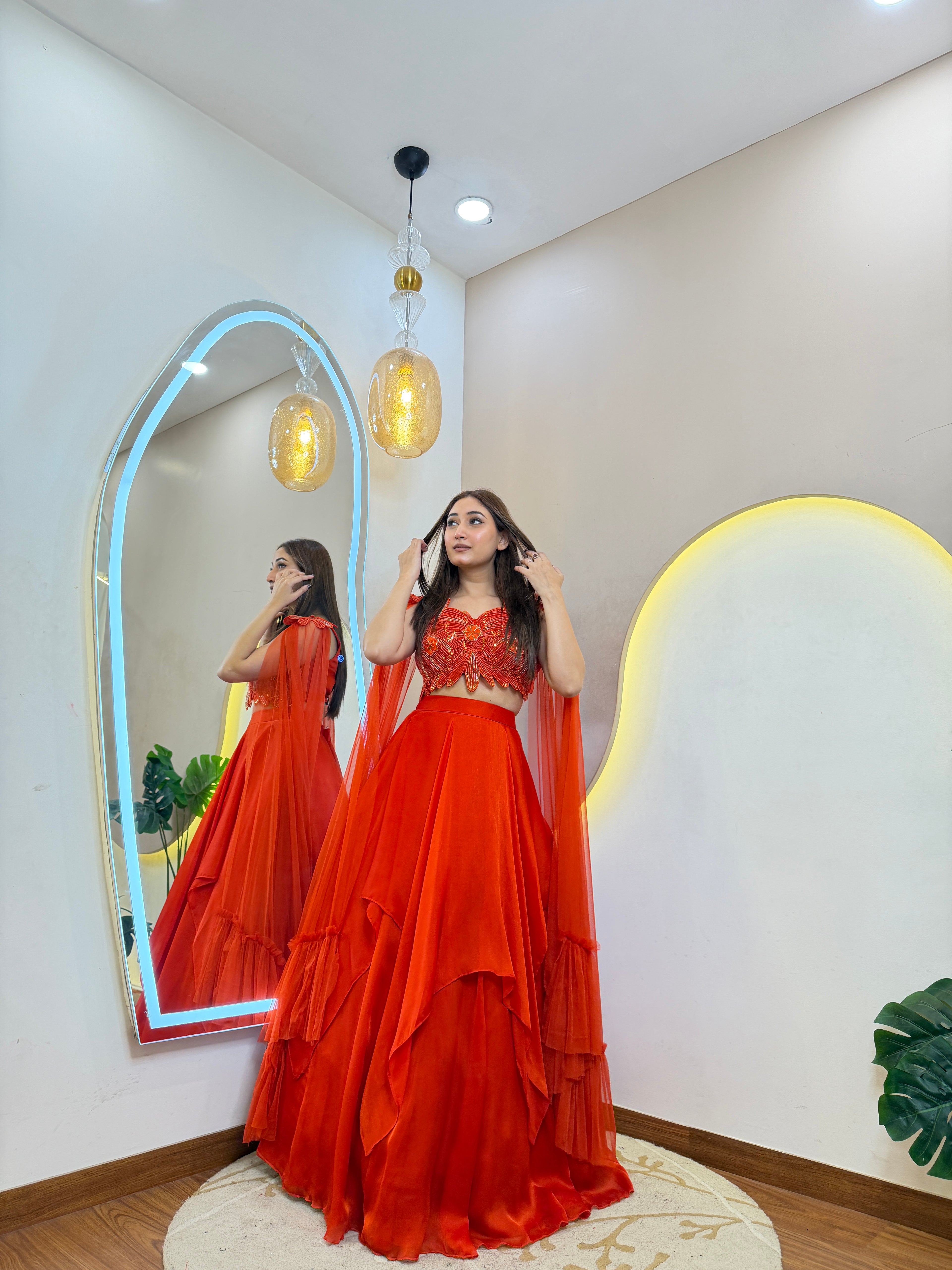 C365 CREPE STYLE  OUTFIT CROP TOP SKIRT