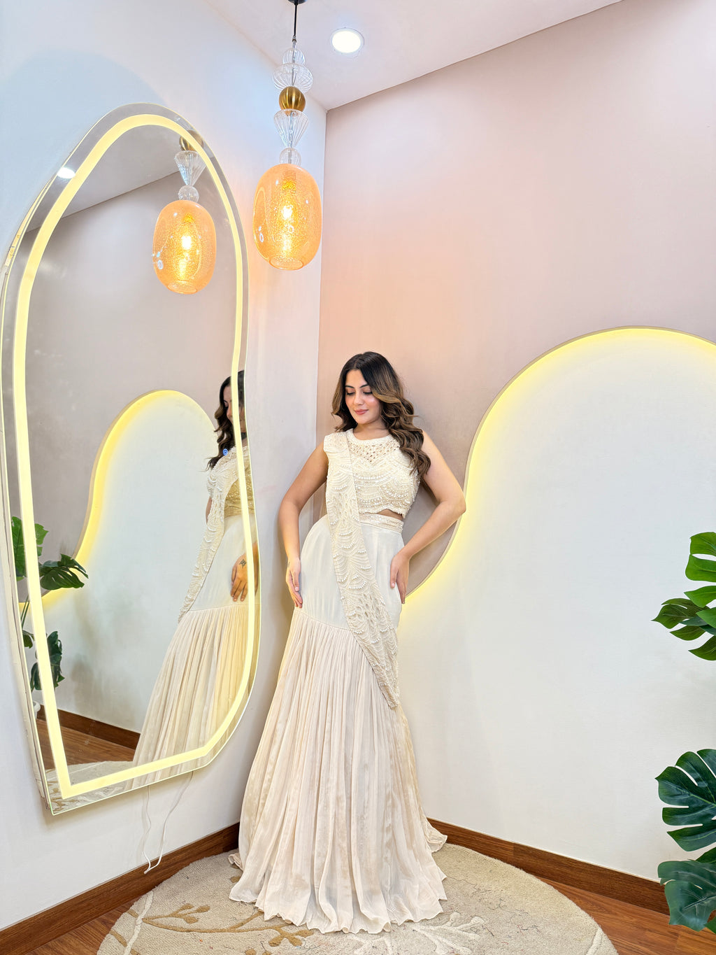 "CREAM” OUTFIT MERMAID STYLE  LEHENGA