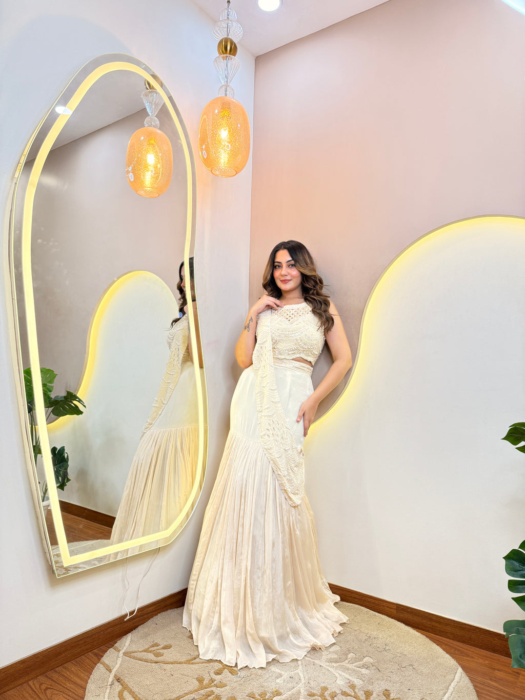 "CREAM” OUTFIT MERMAID STYLE  LEHENGA