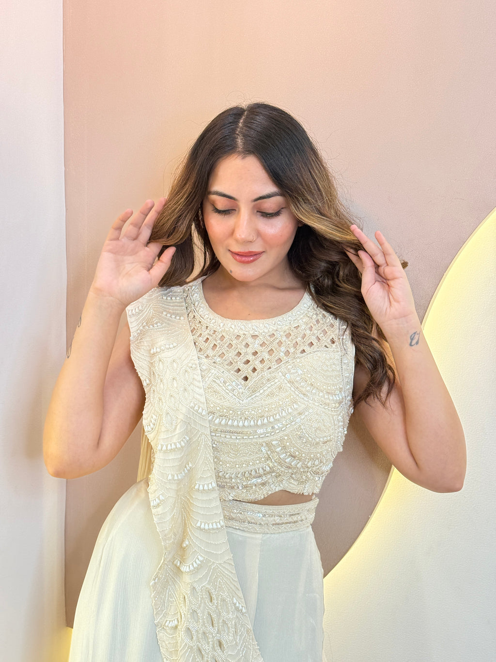 "CREAM” OUTFIT MERMAID STYLE  LEHENGA