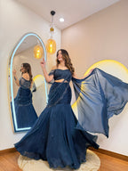 D316  CROP TOP SKIRT  ATTACHED DRAPE