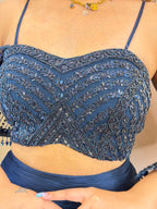 D316  CROP TOP SKIRT  ATTACHED DRAPE