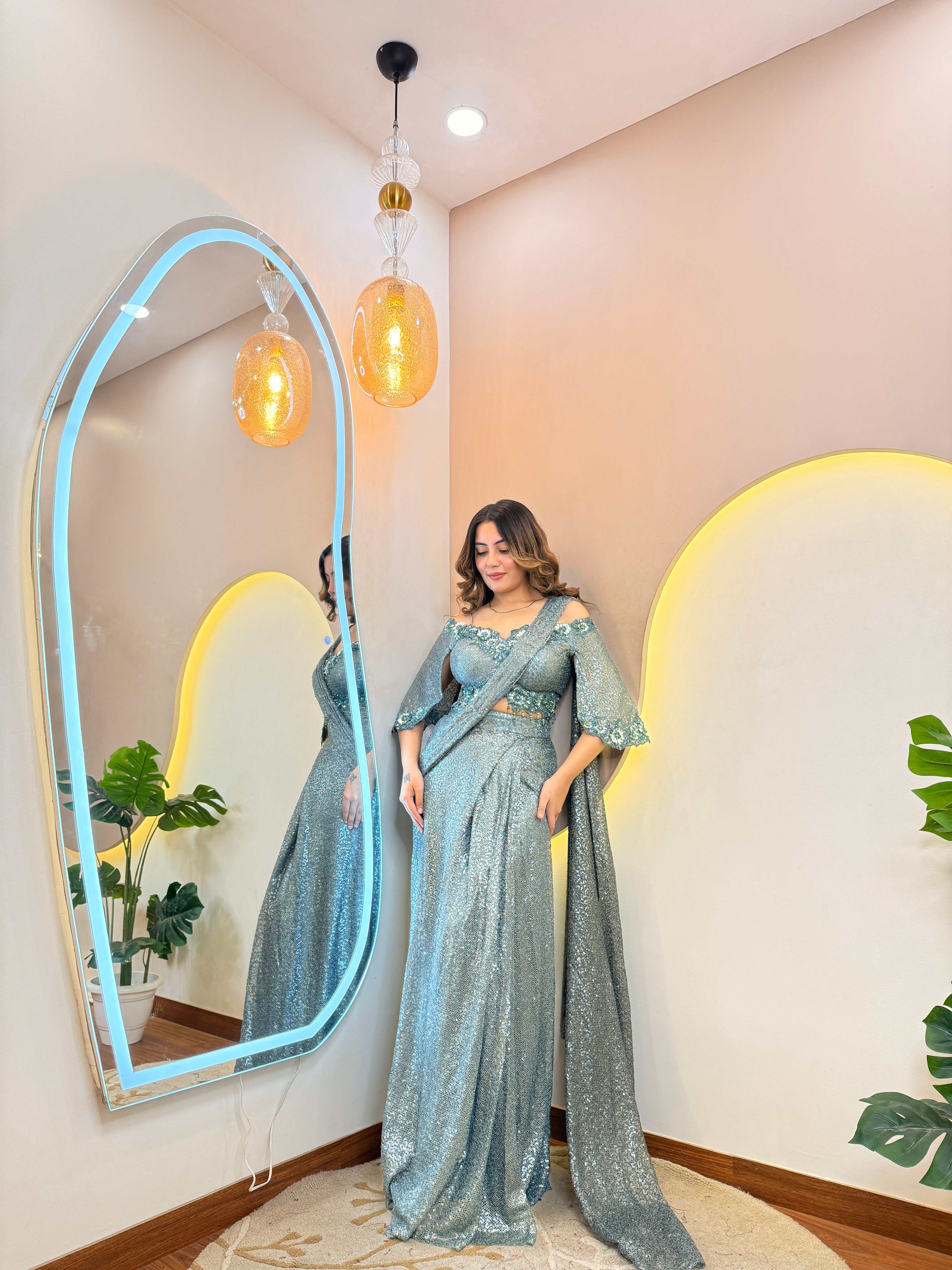 "SHAGUN   ” OUTFIT  DRAPE SAREE