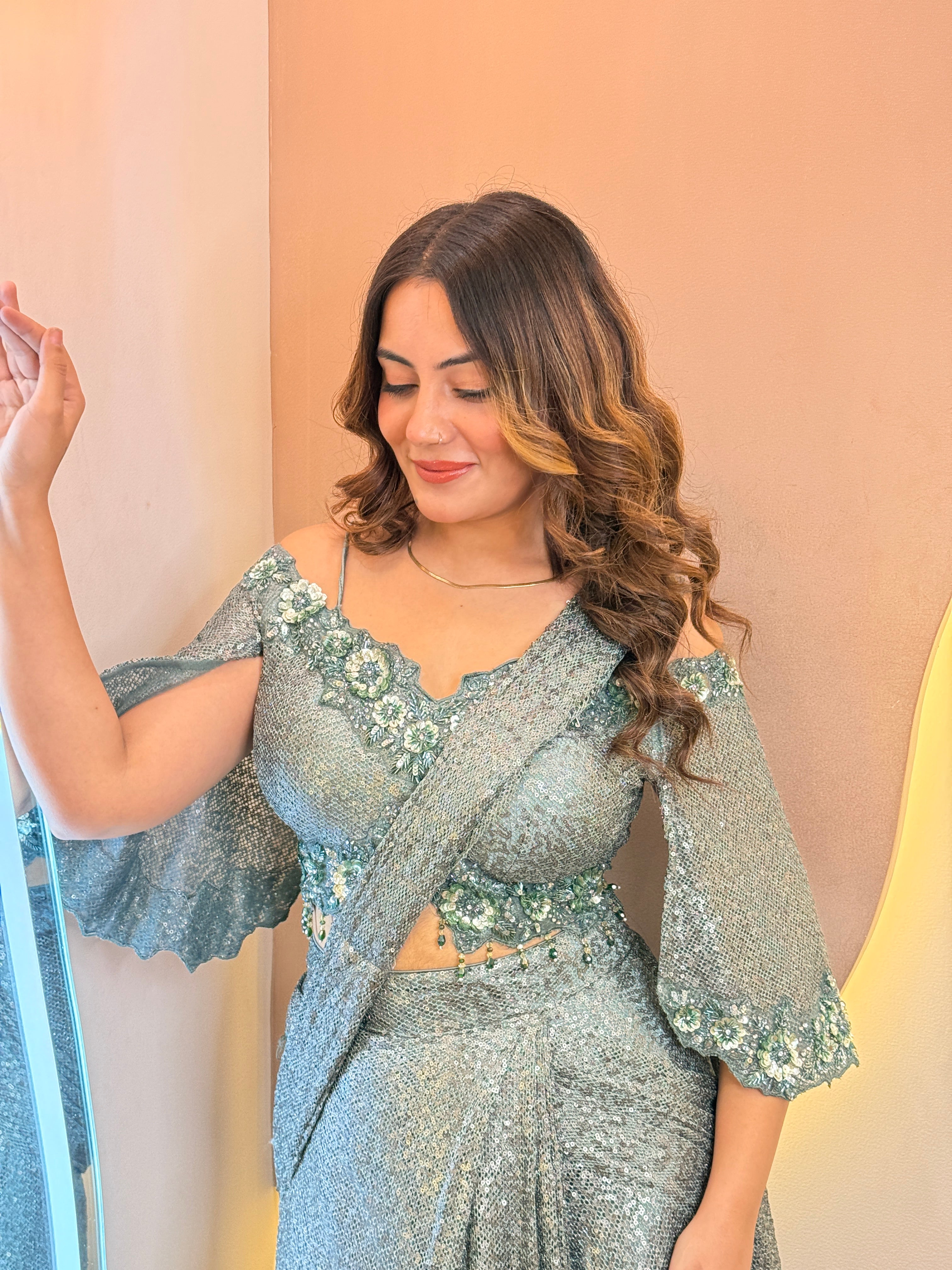 "SHAGUN   ” OUTFIT  DRAPE SAREE