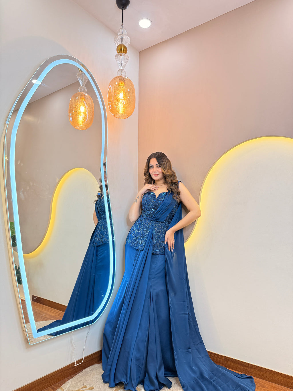 ROYAL BLUE OUTFIT CROP TOP STYLE  LEHENGA