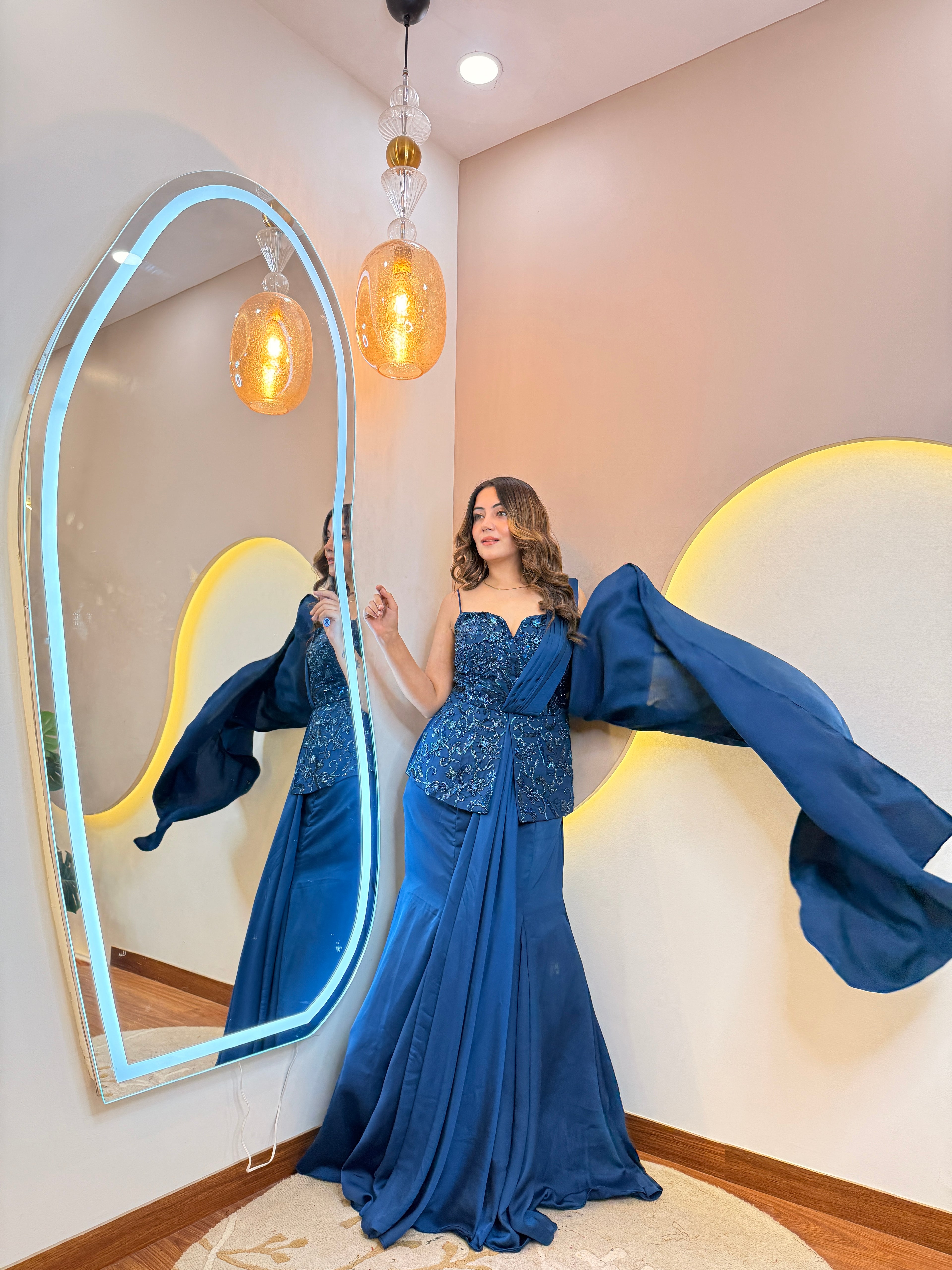 ROYAL BLUE OUTFIT CROP TOP STYLE  LEHENGA