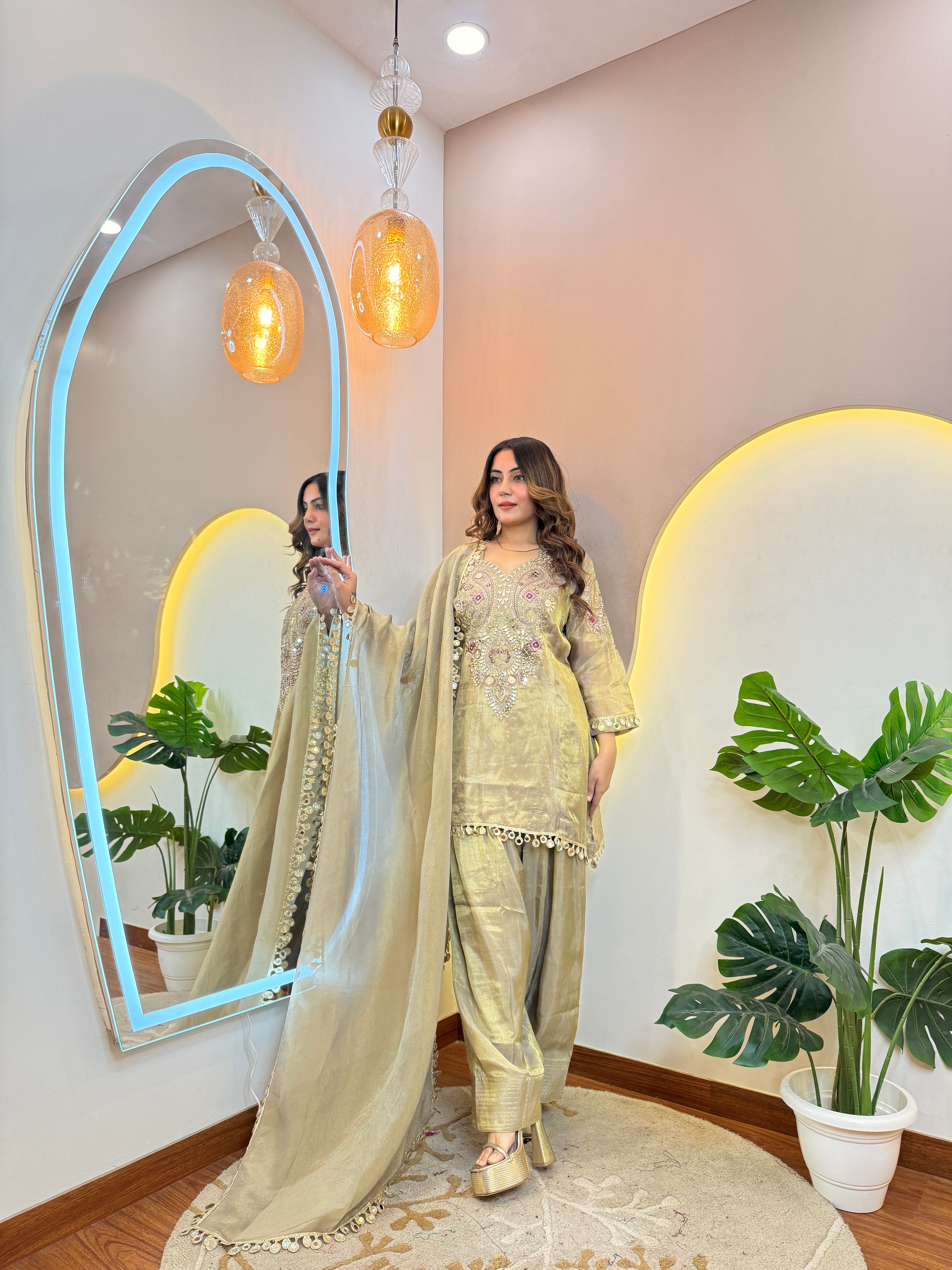 MIRROR WORK OUTFIT SHARARA SUIT