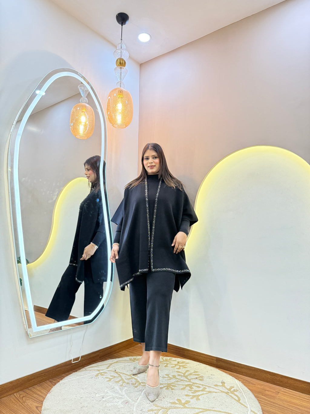 ZEINA  WOOLEN CORD SET CAPE STYLE