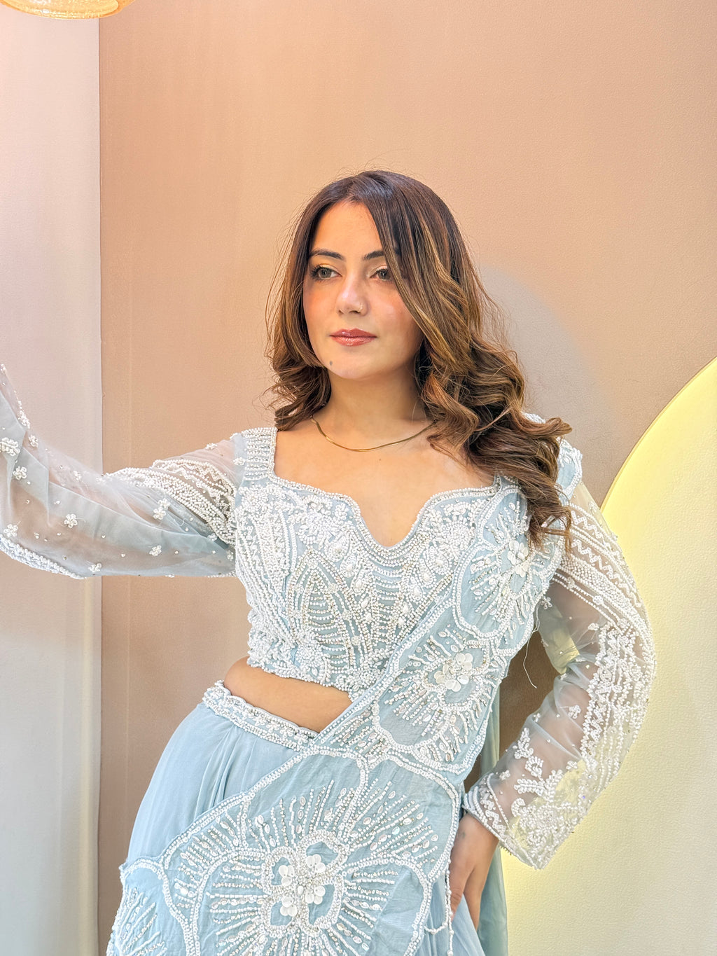 FLOWER PRINT OUTFIT DRAPE SAREE