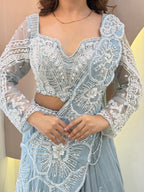 FLOWER PRINT OUTFIT DRAPE SAREE