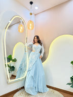 FLOWER PRINT OUTFIT DRAPE SAREE