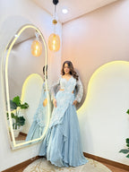 FLOWER PRINT OUTFIT DRAPE SAREE